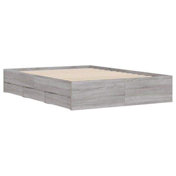 Graues Bettgestell mit Schubladen Reo 135x190cm (Holz)