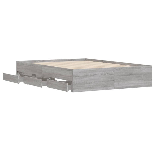 Graues Bettgestell mit Schubladen Reo 135x190cm (Holz)