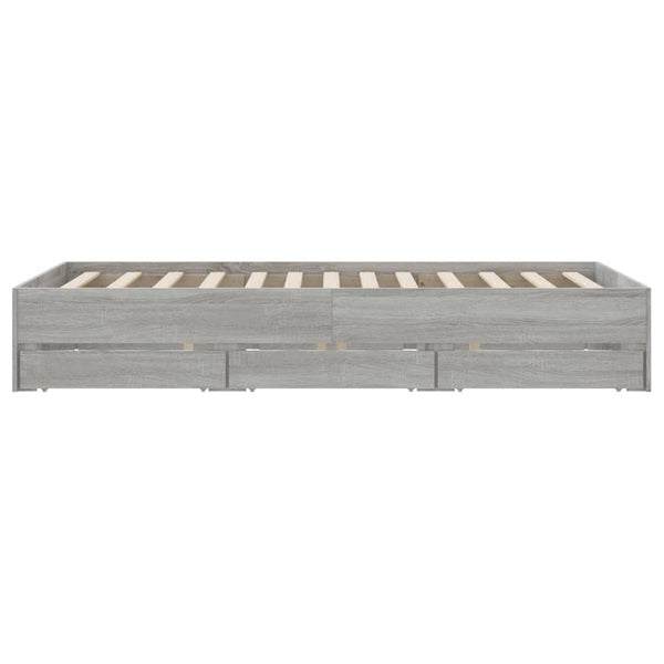 Graues Bettgestell mit Schubladen Reo 135x190cm (Holz)