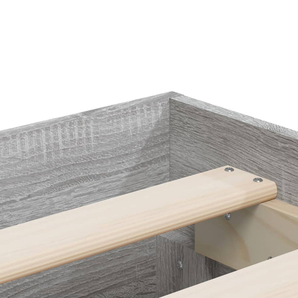 Graues Bettgestell mit Schubladen Reo 135x190cm (Holz)