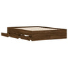 Bettgestell Reo 135x190cm aus brauner Eiche mit Schubladen (Holz)