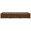 Bettgestell Reo 135x190cm aus brauner Eiche mit Schubladen (Holz)