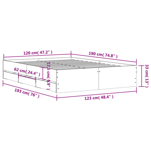 Schwarzes Bettgestell mit Schubladen Reo 120x190cm (Holz)