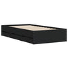 Schwarzes Bettgestell mit Schubladen Reo 90x190cm (Holz)