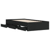 Schwarzes Bettgestell mit Schubladen Reo 90x190cm (Holz)
