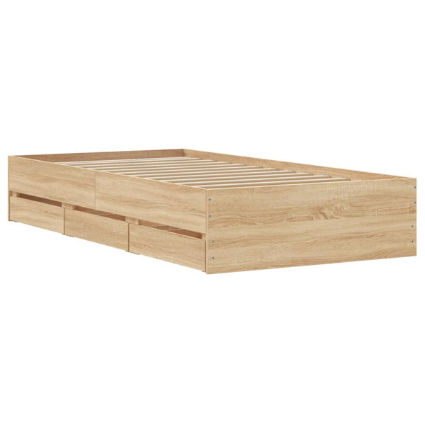 Sonoma-Eiche Bettrahmen mit Schubladen Reo 90x190cm (Holz)