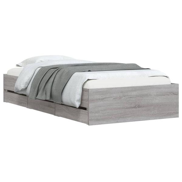Graues Bettgestell mit Schubladen Reo 90x190cm (Holz)