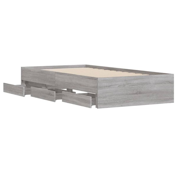 Graues Bettgestell mit Schubladen Reo 90x190cm (Holz)