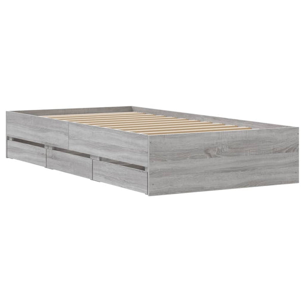 Graues Bettgestell mit Schubladen Reo 90x190cm (Holz)