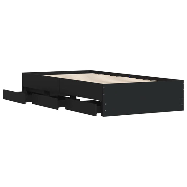 Schwarzes Bettgestell mit Schubladen Reo 75x190cm (Holz)