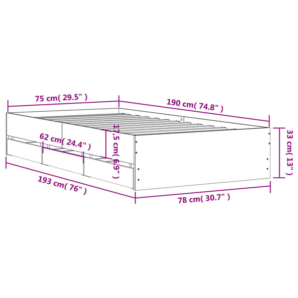 Schwarzes Bettgestell mit Schubladen Reo 75x190cm (Holz)