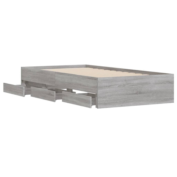 Bettrahmen Reo 75x190cm mit Schubladen, Grau (Holz)