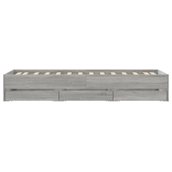 Bettrahmen Reo 75x190cm mit Schubladen, Grau (Holz)