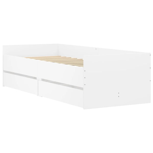 Weißes Bettgestell mit Schubladen Bartalan 90x190cm