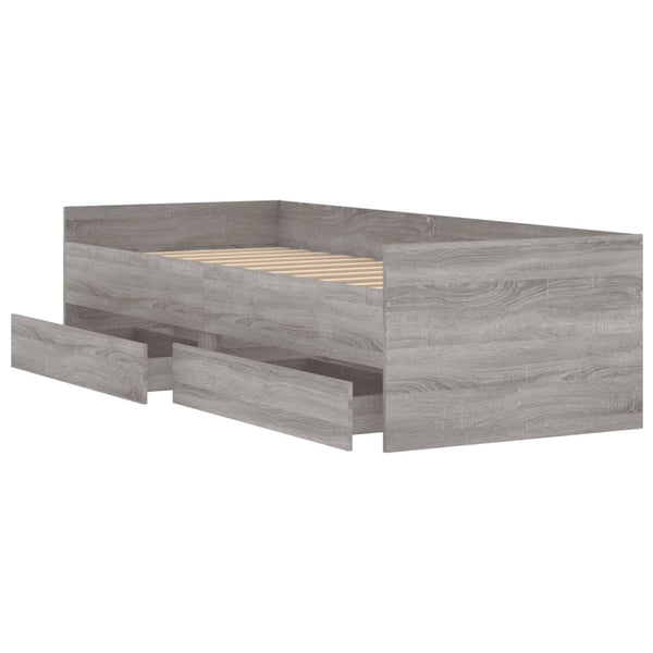 Graues Bettgestell mit Schubladen Bartalan 90x190cm (Sonoma)