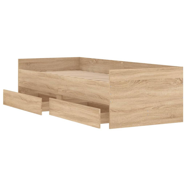 Sonoma-Eiche Bettrahmen mit Schubladen Bartalan 75x190cm (kleines Einzelbett)