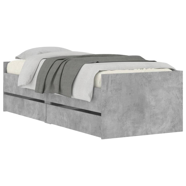 Bettgestell Betongrau mit Schubladen Bartalan 75x190cm (Small Single)