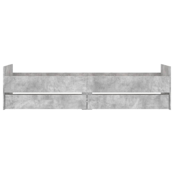 Betoninharmaa sängynrunko laatikoilla Geczi 90x200cm