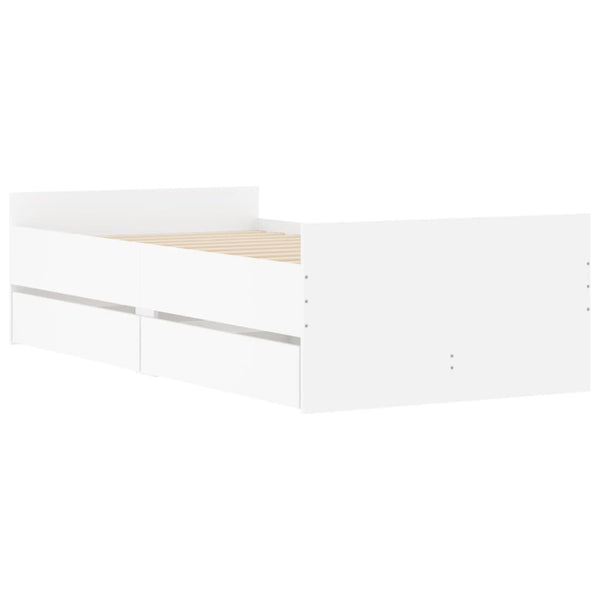 Bettgestell Geczi 90x190cm mit Schubladen, Weiß