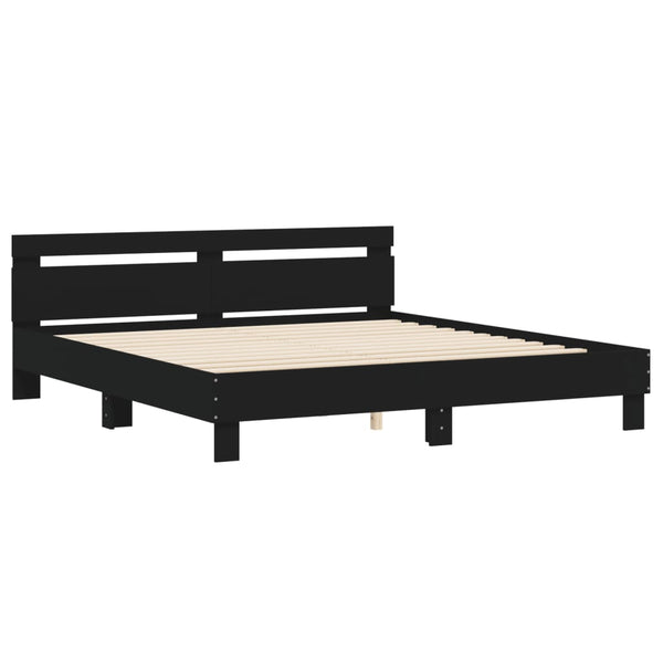 Schwarzes Bettgestell mit Kopfteil Ancara 200x200cm (Holz)