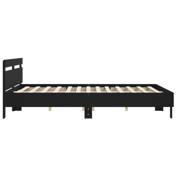 Schwarzes Bettgestell mit Kopfteil Ancara 200x200cm (Holz)