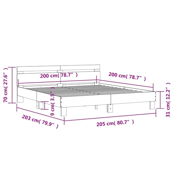 Schwarzes Bettgestell mit Kopfteil Ancara 200x200cm (Holz)