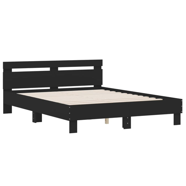 Schwarzes Bettgestell mit Kopfteil Ancara 150x200cm (Holz)