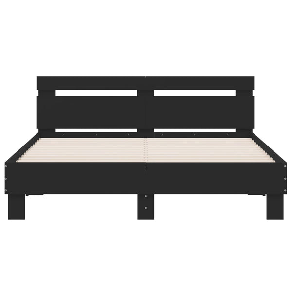 Schwarzes Bettgestell mit Kopfteil Ancara 150x200cm (Holz)