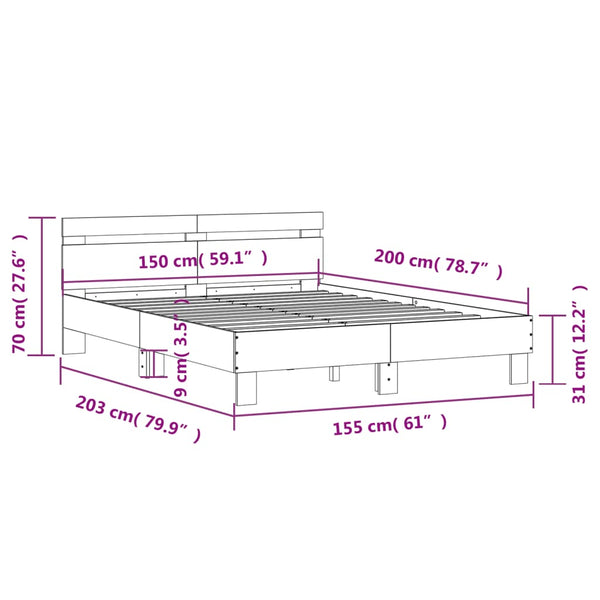 Schwarzes Bettgestell mit Kopfteil Ancara 150x200cm (Holz)