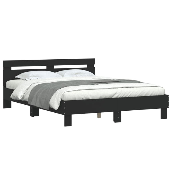 Schwarzes Bettgestell mit Kopfteil Ancara 140x200cm (Holz)