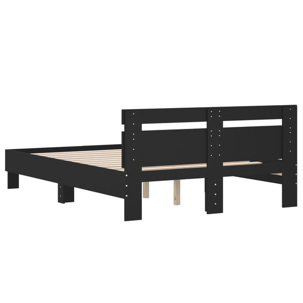 Schwarzes Bettgestell mit Kopfteil Ancara 120x200cm (Holz)