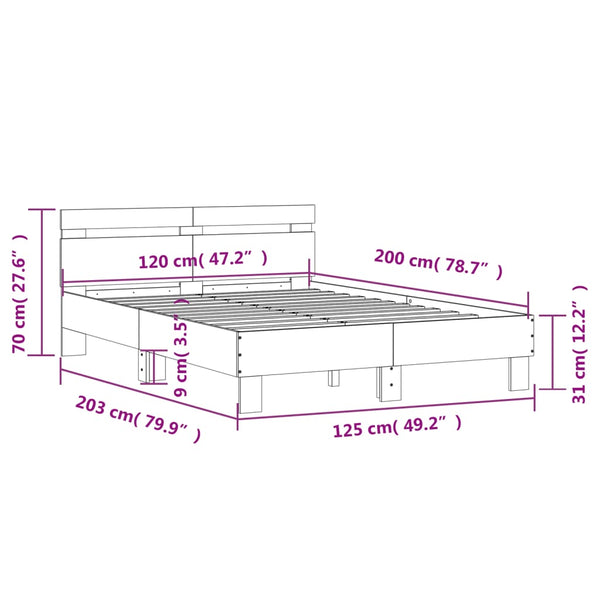 Schwarzes Bettgestell mit Kopfteil Ancara 120x200cm (Holz)