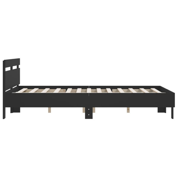 Schwarzes Bettgestell mit Kopfteil Ancara 140x190cm (Holz)