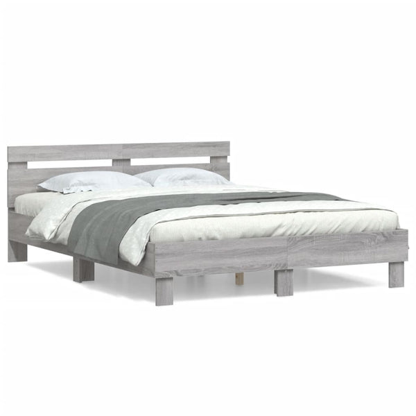 Graues Bettgestell mit Kopfteil Ancara 140x190cm (Holz)