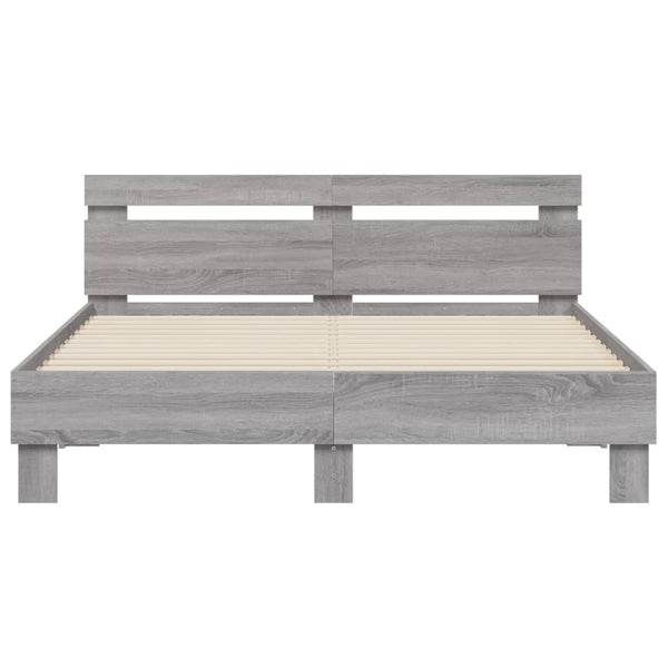 Graues Bettgestell mit Kopfteil Ancara 140x190cm (Holz)