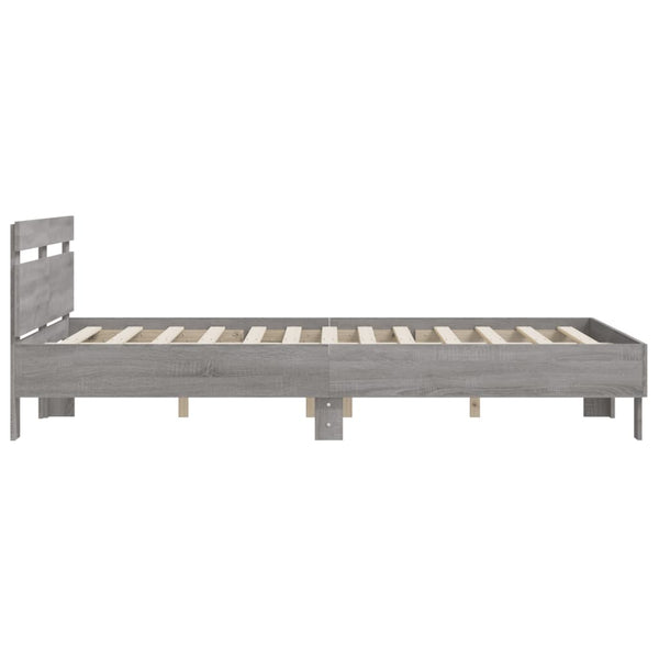 Graues Bettgestell mit Kopfteil Ancara 140x190cm (Holz)
