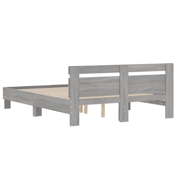 Graues Bettgestell mit Kopfteil Ancara 140x190cm (Holz)
