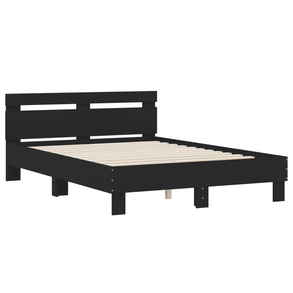 Schwarzes Bettgestell mit Kopfteil Ancara 120x190cm (Holz)