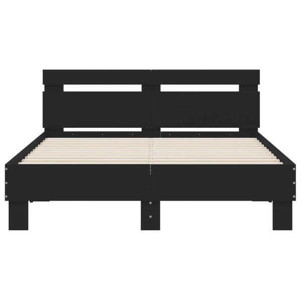 Schwarzes Bettgestell mit Kopfteil Ancara 120x190cm (Holz)