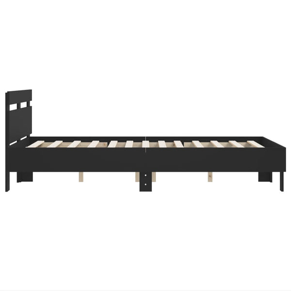 Schwarzes Bettgestell mit Kopfteil Ancara 120x190cm (Holz)