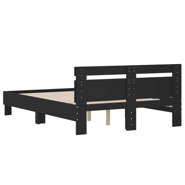 Schwarzes Bettgestell mit Kopfteil Ancara 120x190cm (Holz)