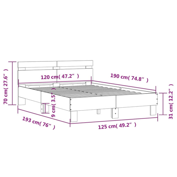Schwarzes Bettgestell mit Kopfteil Ancara 120x190cm (Holz)