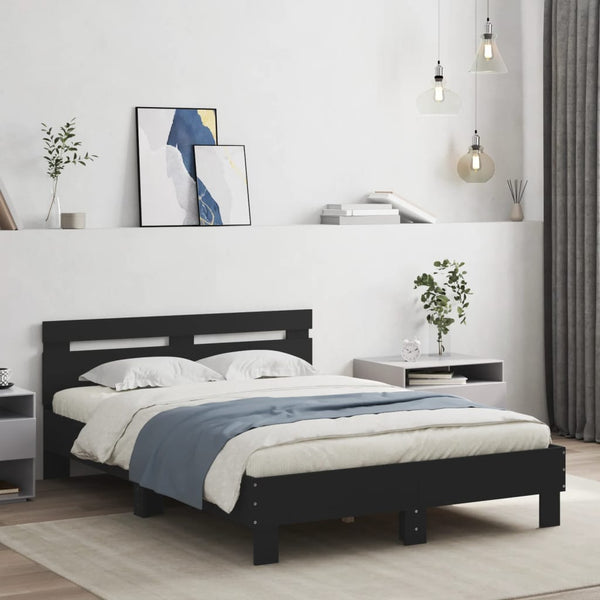Schwarzes Bettgestell mit Kopfteil Ancara 120x190cm (Holz)
