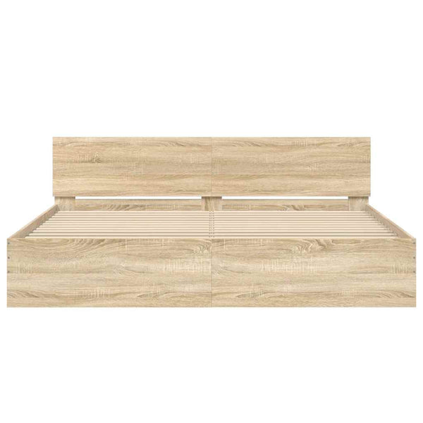 Bettgestell Sonoma-Eiche mit Kopfteil Dariu 200x200cm