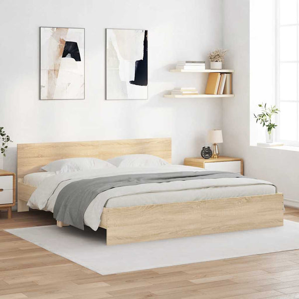 Bettgestell Sonoma-Eiche mit Kopfteil Dariu 200x200cm