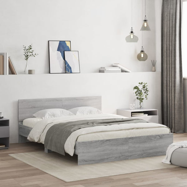Bettgestell Sonoma Grau mit Kopfteil Dariu 150x200cm