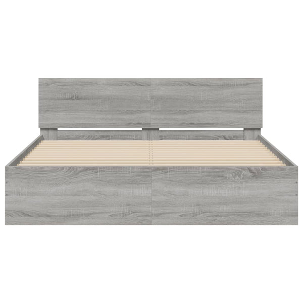 Bettrahmen Sonoma Grau mit Kopfteil Dariu 140x190cm