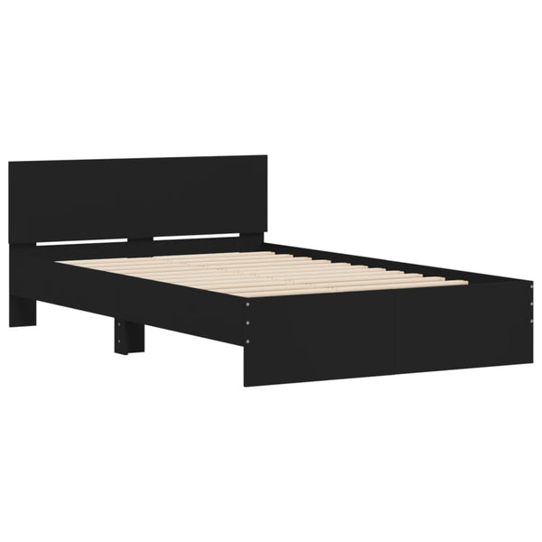 Schwarzes Bettgestell mit Kopfteil Dariu 135x190cm