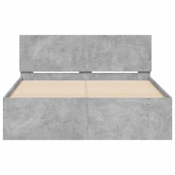 Betongraues Bettgestell mit Kopfteil Dariu 135x190cm