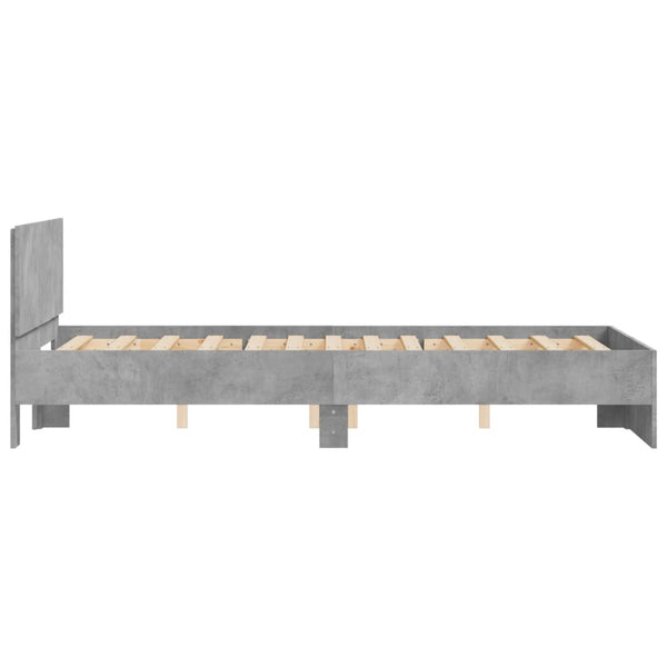 Betongraues Bettgestell mit Kopfteil Dariu 135x190cm